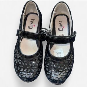 Black Mary Jane shoes with velcro straps